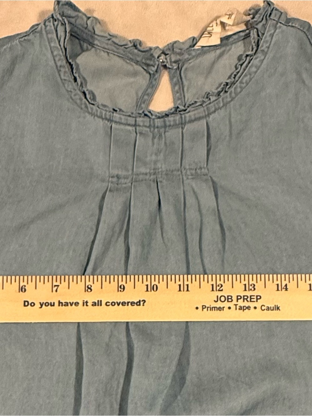Sweet Wanderer Light Blue Ruffled sleeve Top size Large light‎ weight denim look - Picture 5 of 9